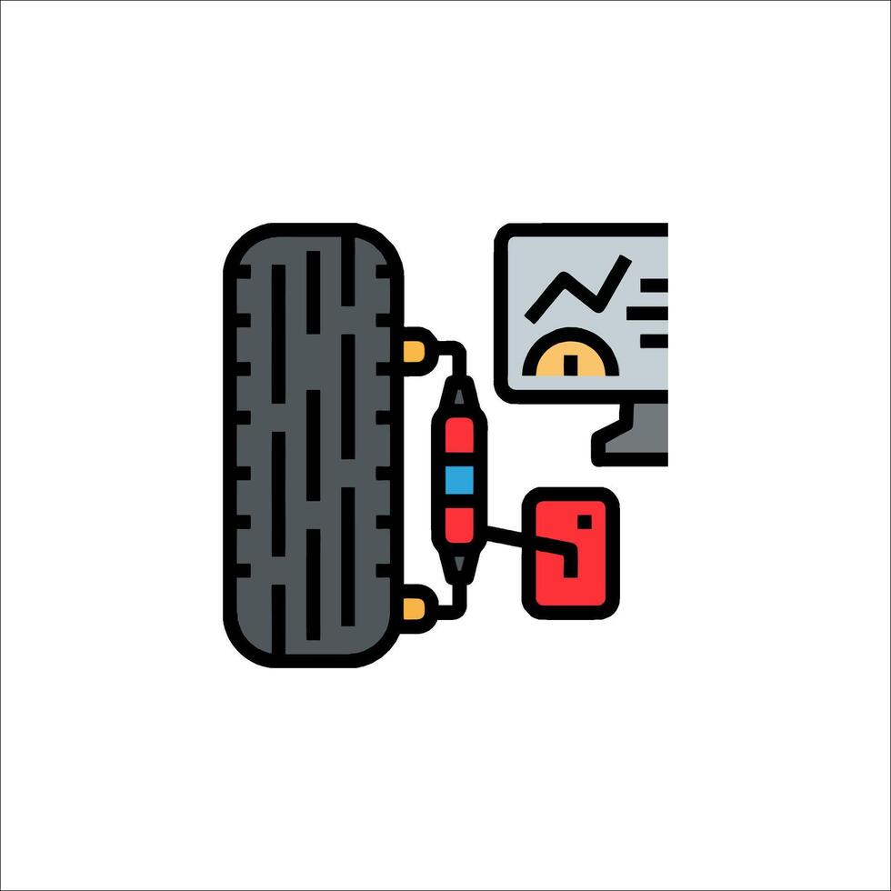 A car tire with a computer and a car vector