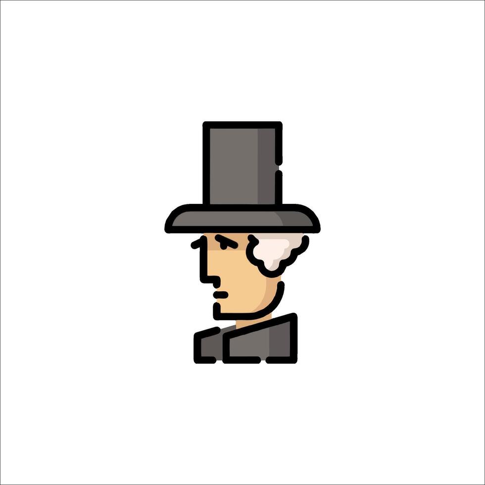 A man in a top hat icon vector