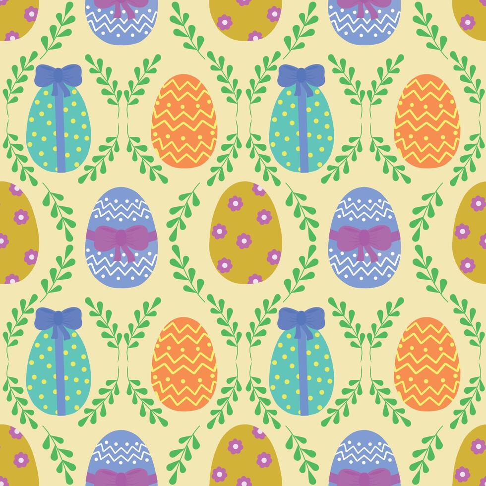 Seamless Easter egg pattern with floral ornament. illustration design of Easter wrapping paper with colorful eggs. seamless background. . illustration vector