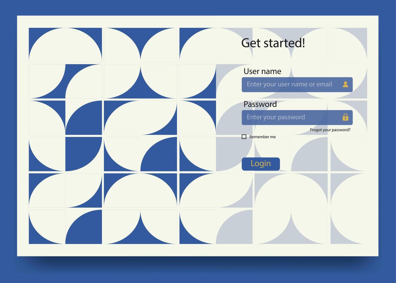 Flat design landing page. Login form user interface template. User-friendly design vector