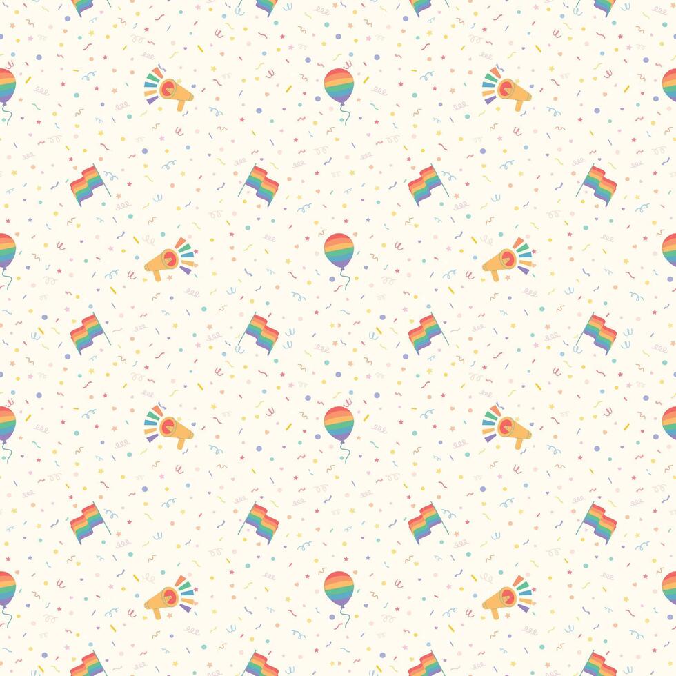 LGBTQ pattern with rainbow flag. Pride Parade. Pride Month multi colored fun backdrop vector