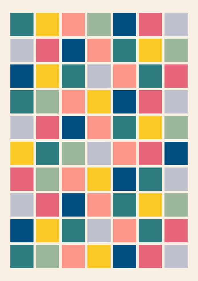 abstract geometric rectangle shapes poster. Colorful aesthetic cubism art style vector