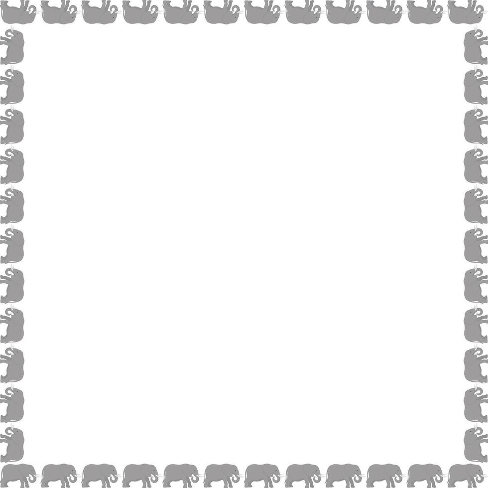 Empty frame of cute safari animals African elephant. Wildlife animal on white background vector