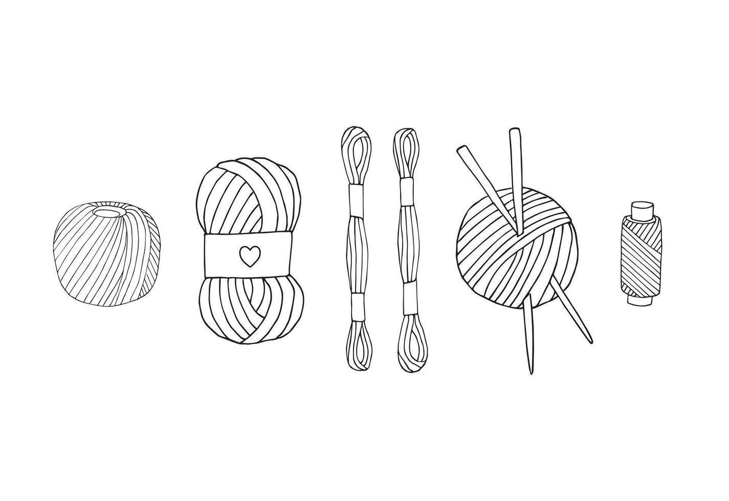 Bundle of different sketch sew threads vector