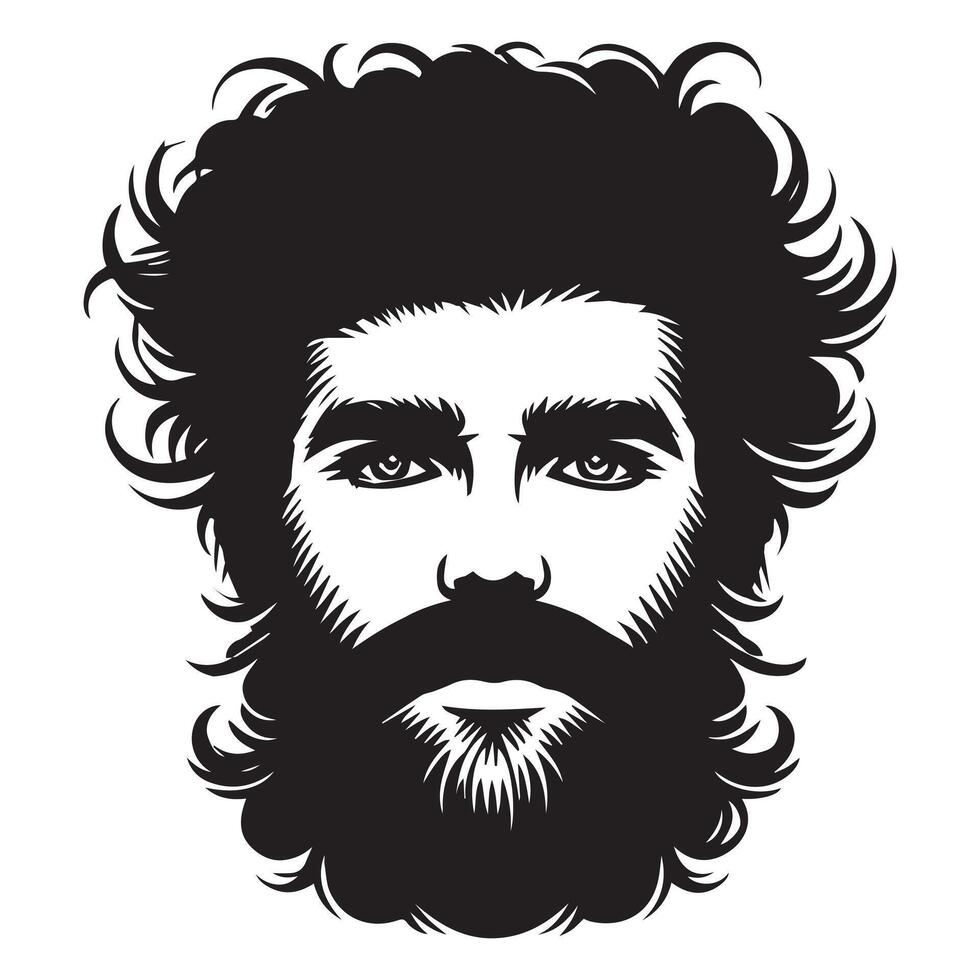 Professional Beard with Mustache Silhouette Design vector