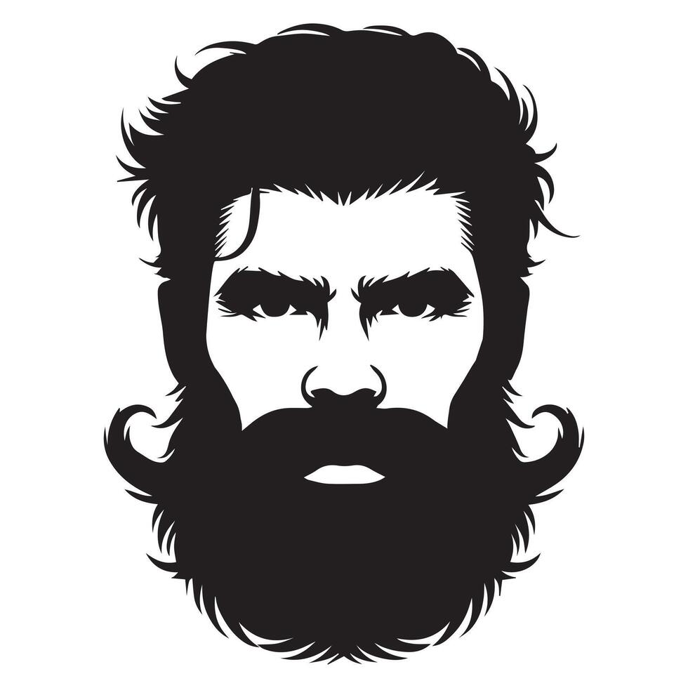 Full Beard with Mustache Silhouette Illustration vector