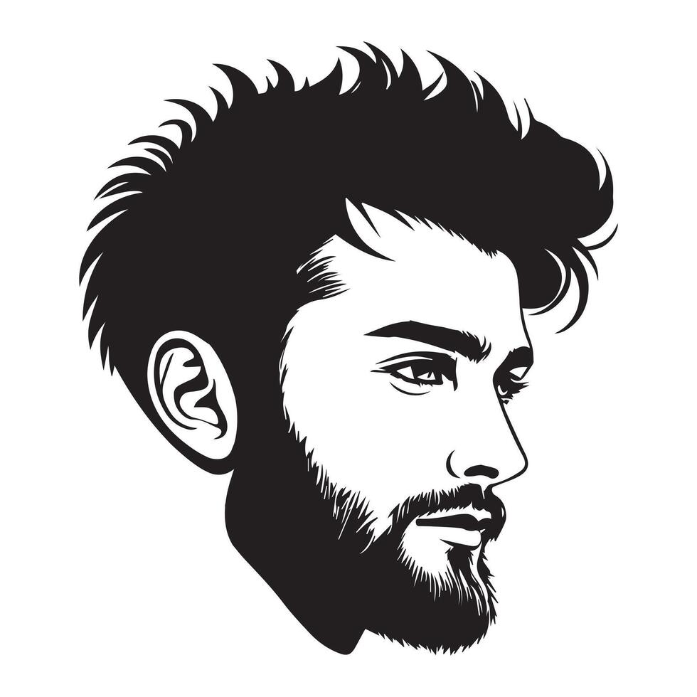 Rugged Beard with Mustache Silhouette Graphic vector