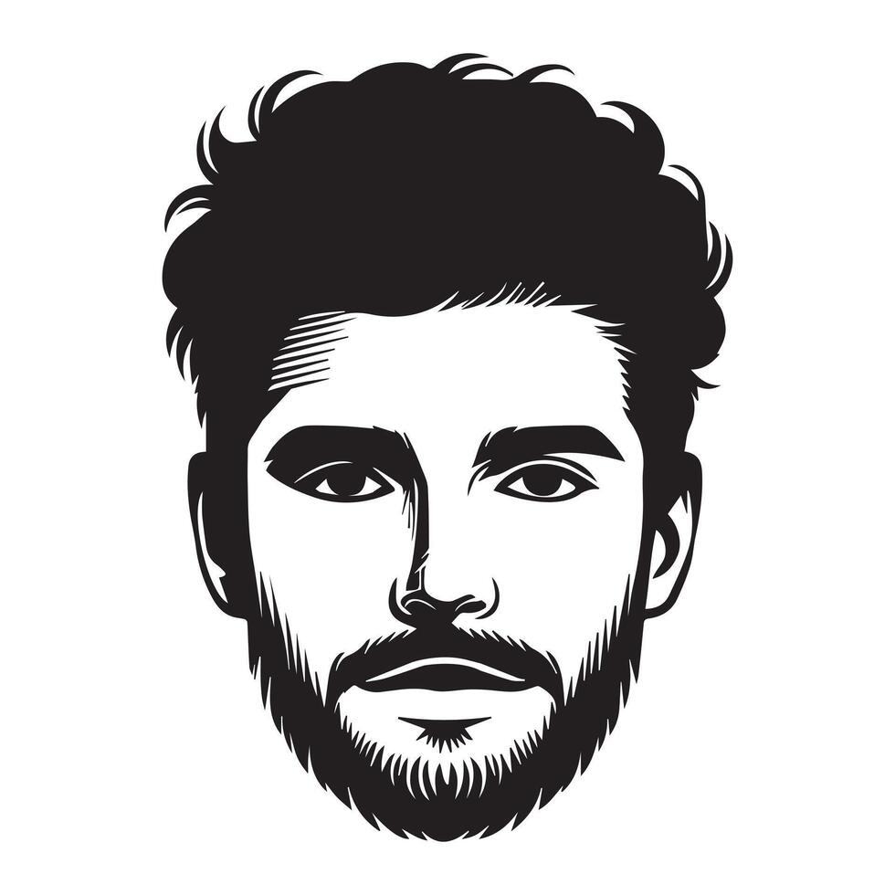 Classic Beard and Mustache Silhouette Illustration vector