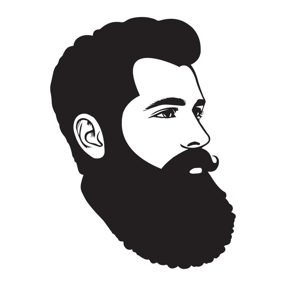 Modern Beard and Mustache Silhouette Design vector