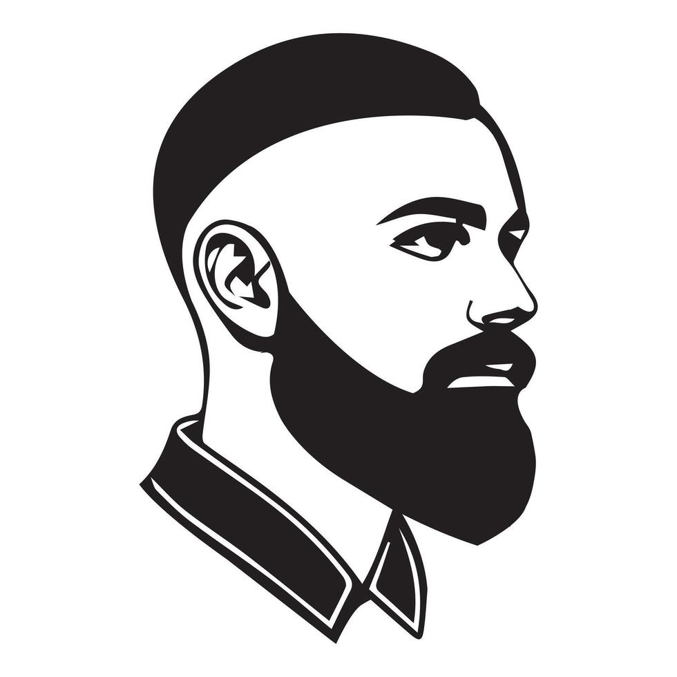 Clean Beard with Mustache Silhouette Graphic vector