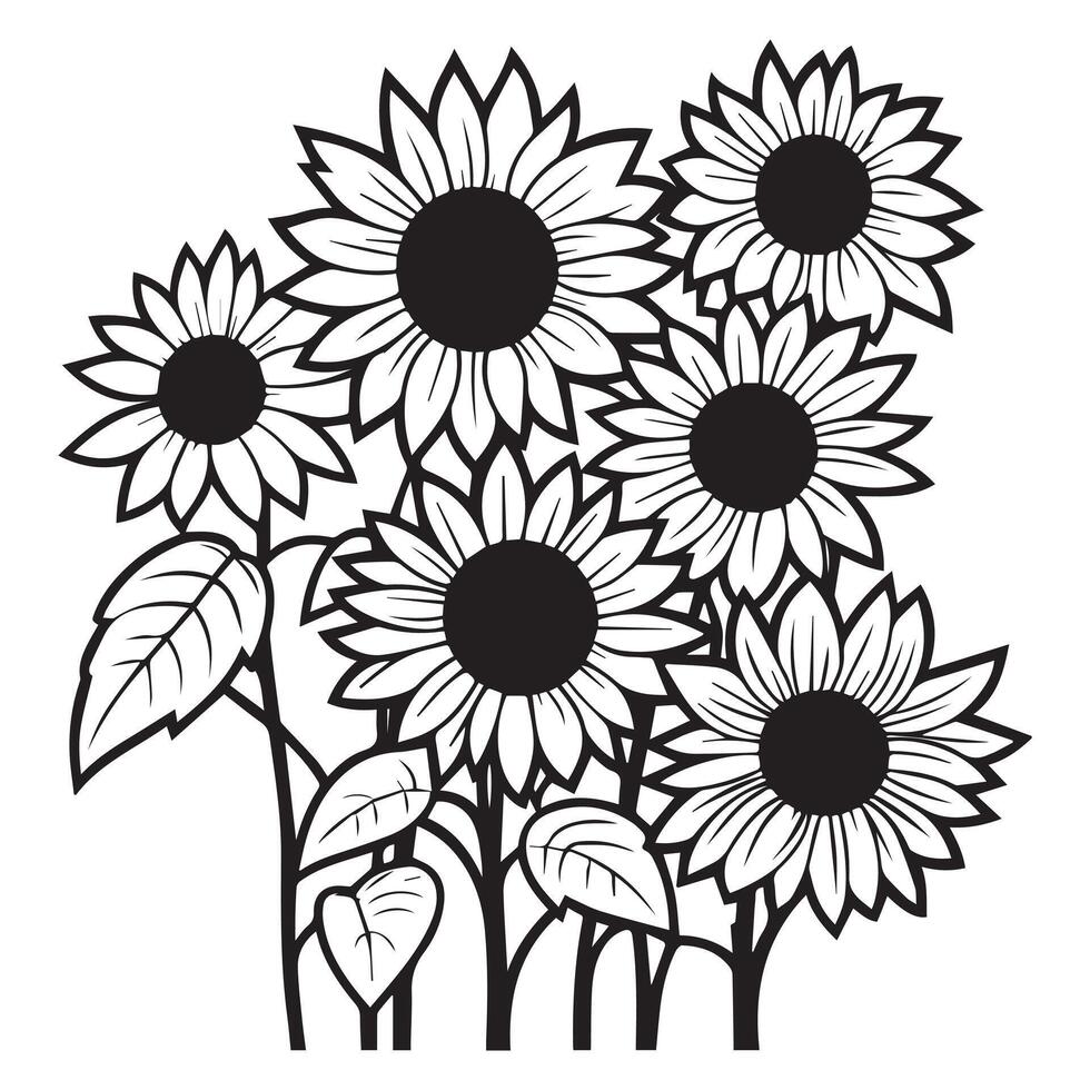 Whimsical Sunflower Plant Clipart for Unique Creations vector