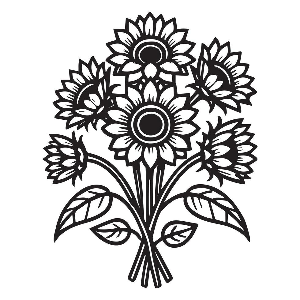 Realistic Sunflower Plant Illustration for Botanical Art vector