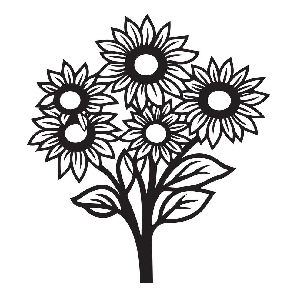 Sunflower Plant Clipart Design for Invitations and Cards vector