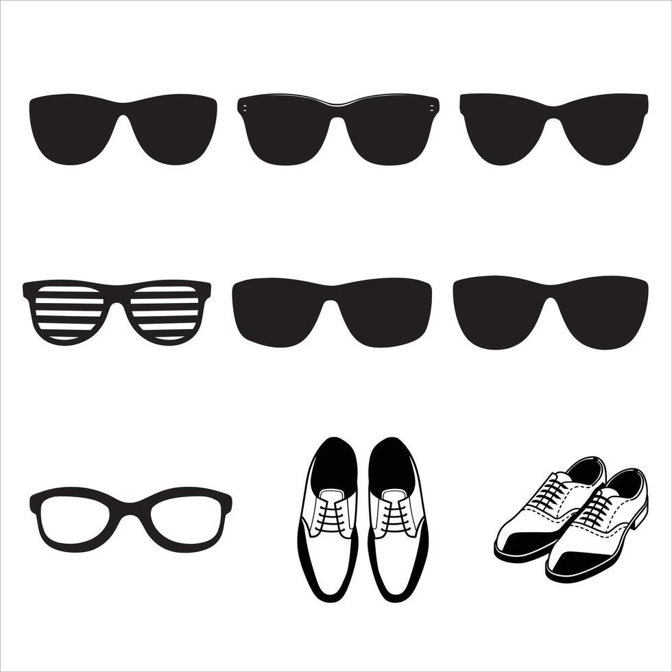 Sunglasses and Shoes Tuxedo Design Bundle vector