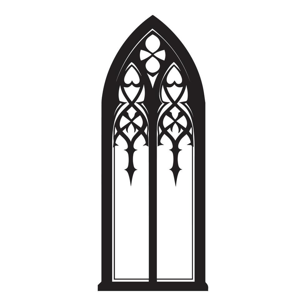 Gothic Mirror Silhouette with an Ethereal Touch vector