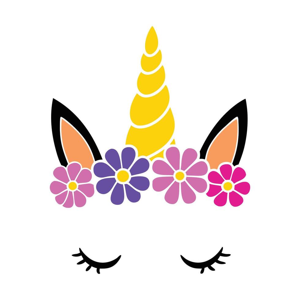 Radiant Unicorn Face with Flower Patterns vector
