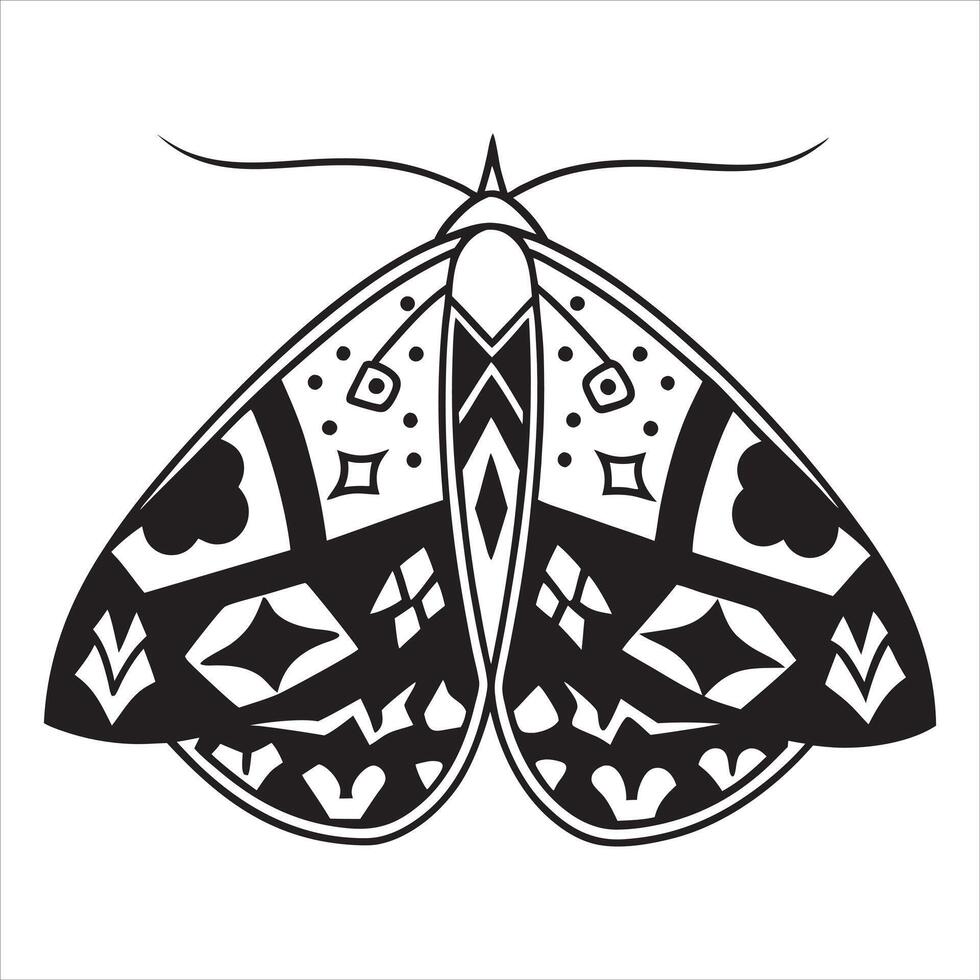Stunning Black and White Moth Artwork vector