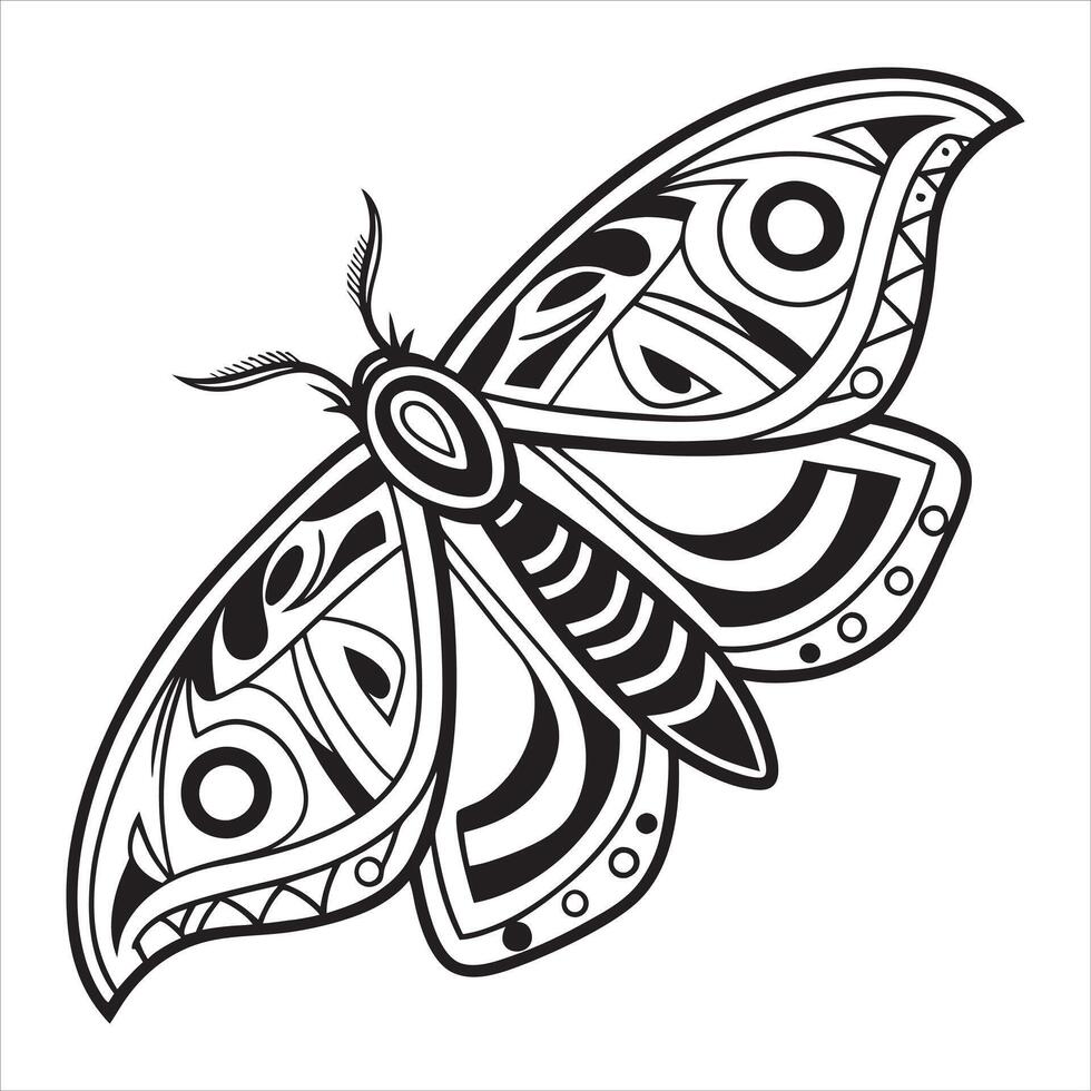 Captivating Moth Artwork in Black and White vector