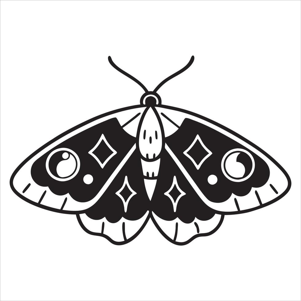 Graceful Moth Insect Sketch in Black and White vector