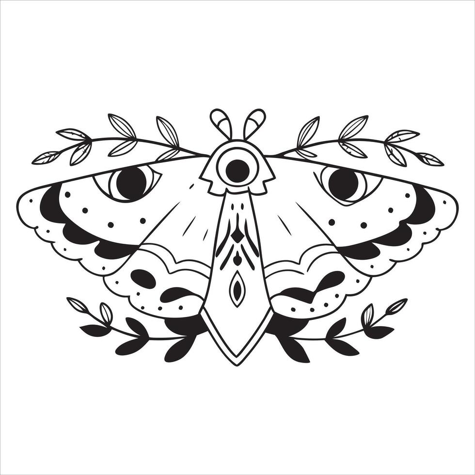 Detailed Moth Art in Black and White vector