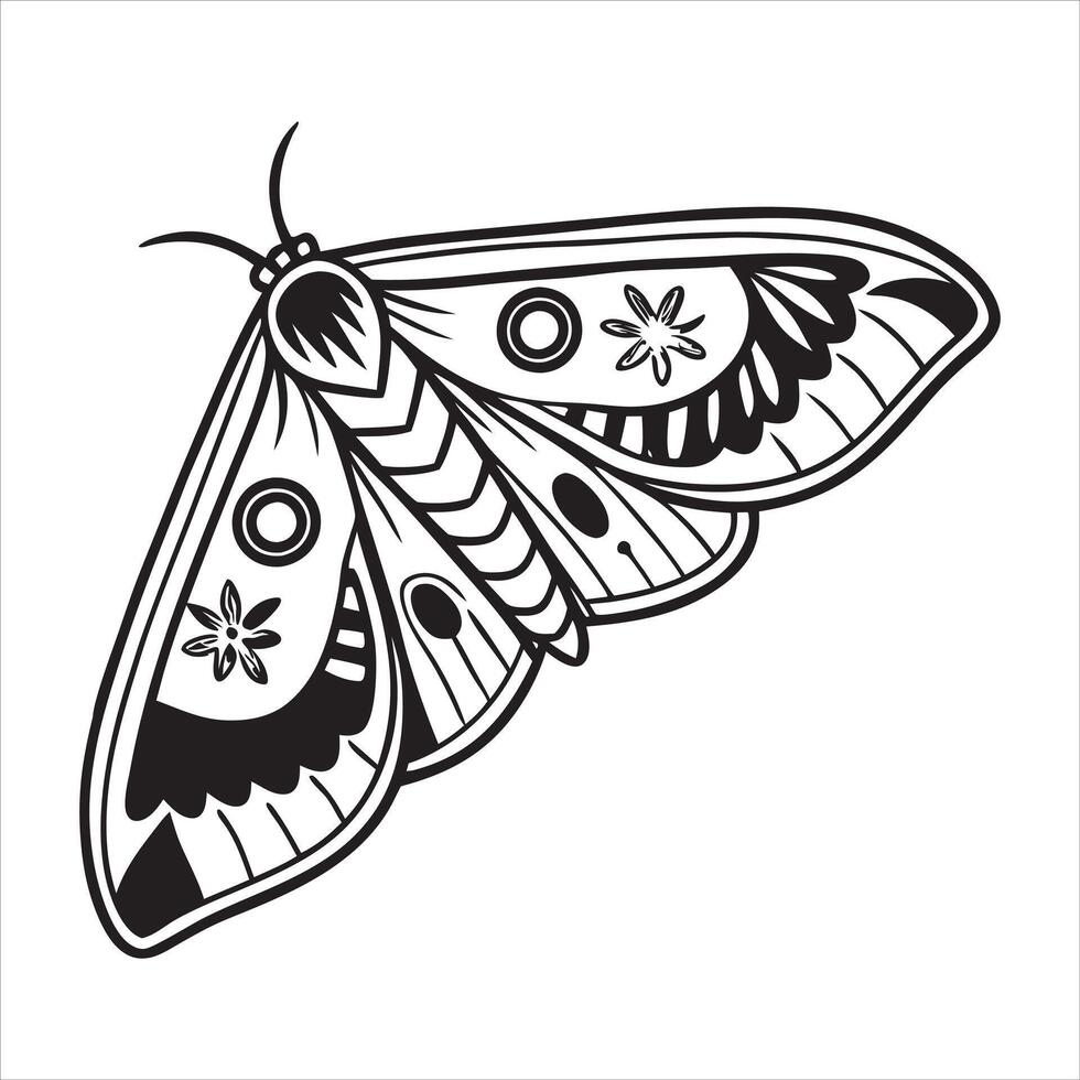 Stunning Moth Art in Black and White vector