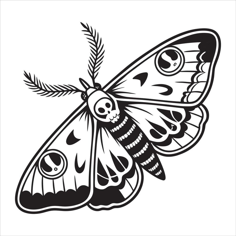 Detailed Moth Design in Black and White vector
