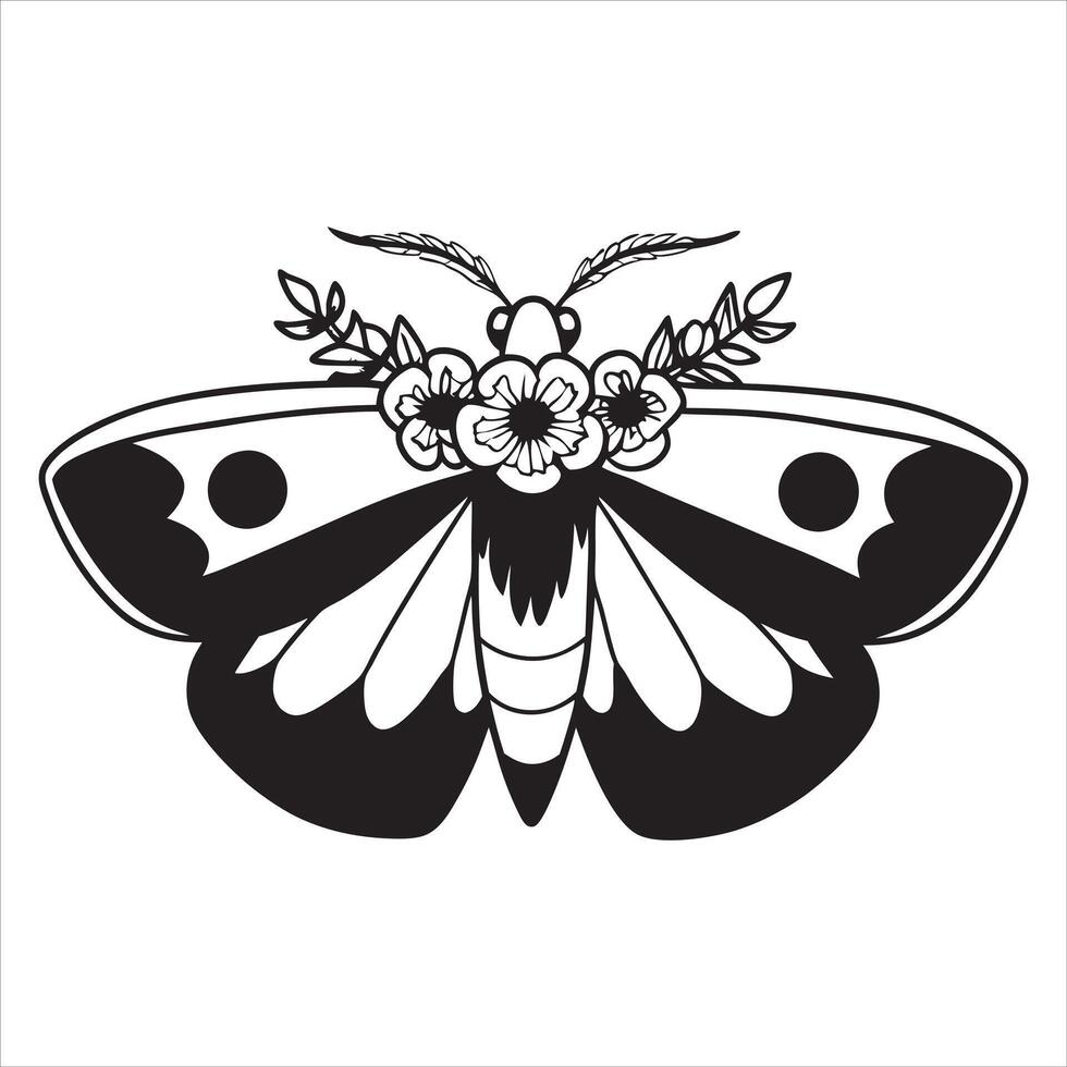 Intricate Moth Artwork in Black and White vector