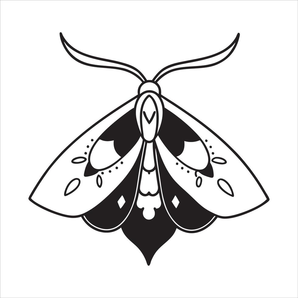 Monochrome Moth Design with Intricate Lines vector
