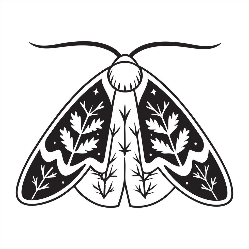 Timeless Moth Illustration in Black and White vector