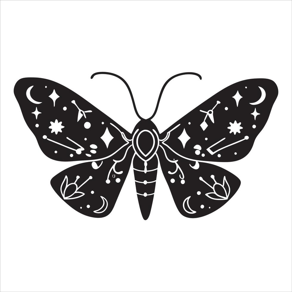 Black and White Moth with Ethereal Grace vector