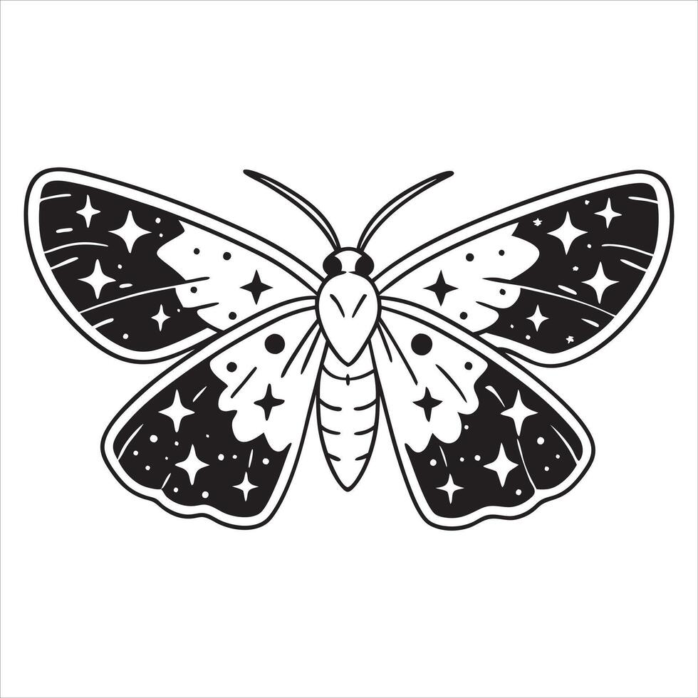 Moth of Mystery in Black and White vector