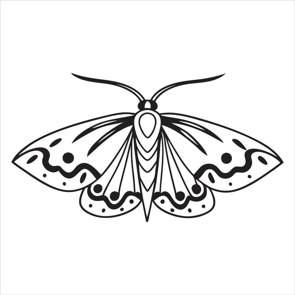 Intricate Winged Moth in Black and White vector