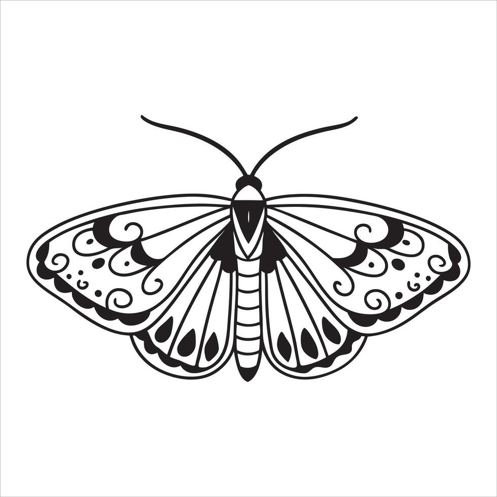 Ethereal Moth Illustration in Black and White vector