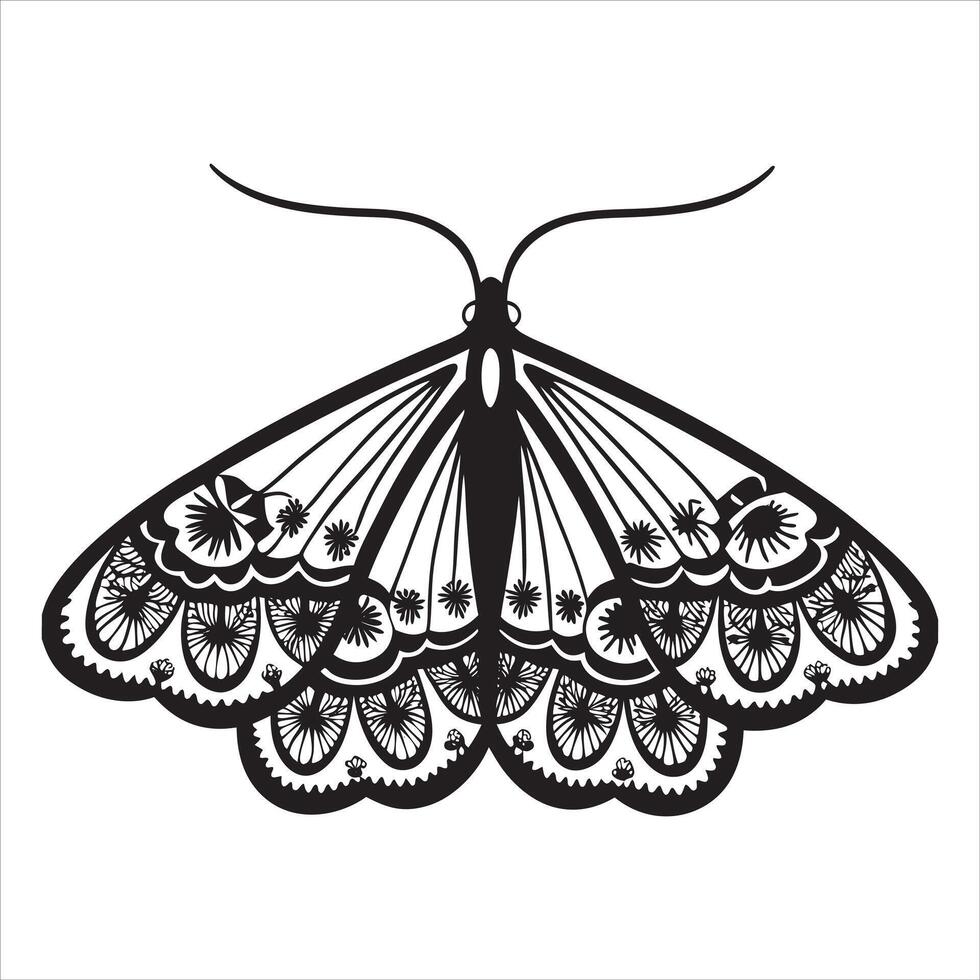 Enigmatic Moth in Monochrome Illustration vector