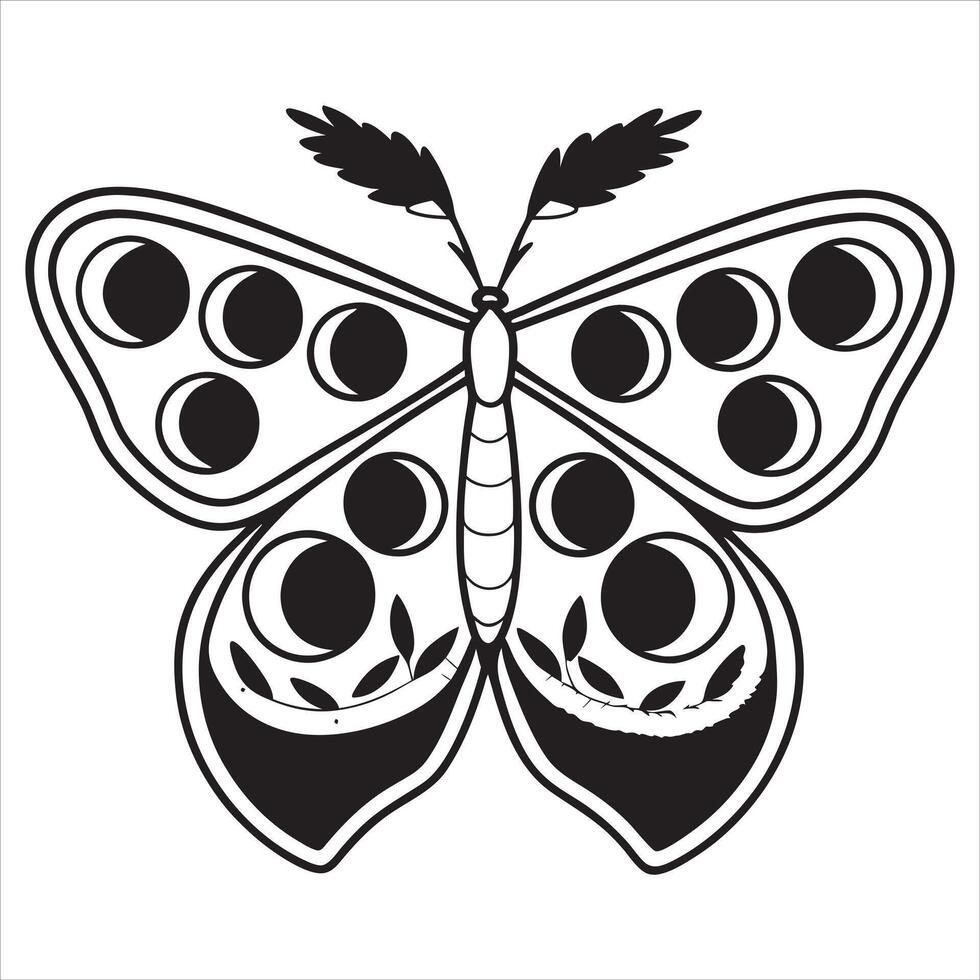 Graceful Moth Sketch in Monochrome vector