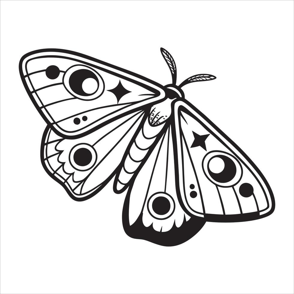 Intricate Black and White Moth Artistry vector