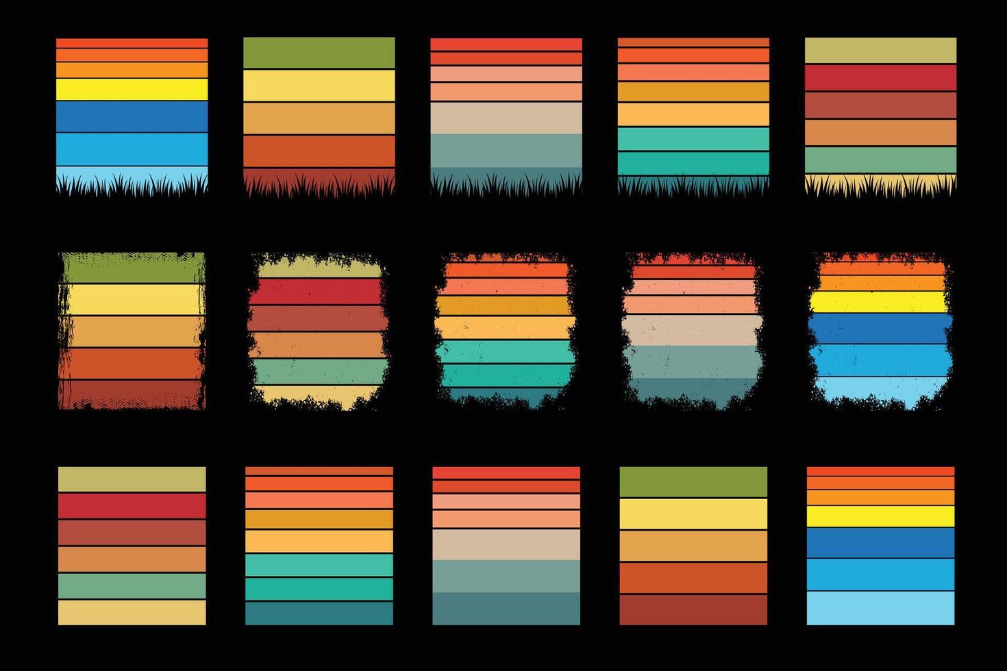 Retro Sunset Background Art Design Bundle vector