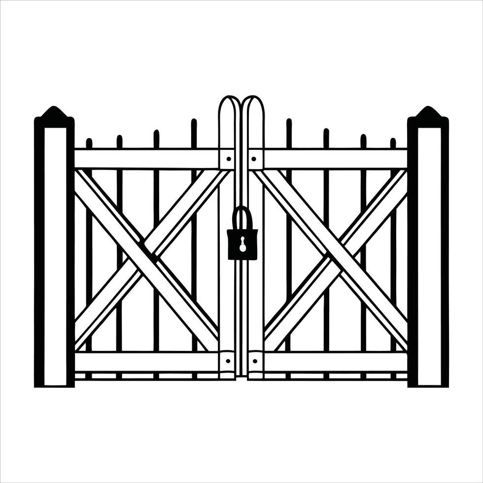 Simple Iron Door and Fence Gate Artwork vector