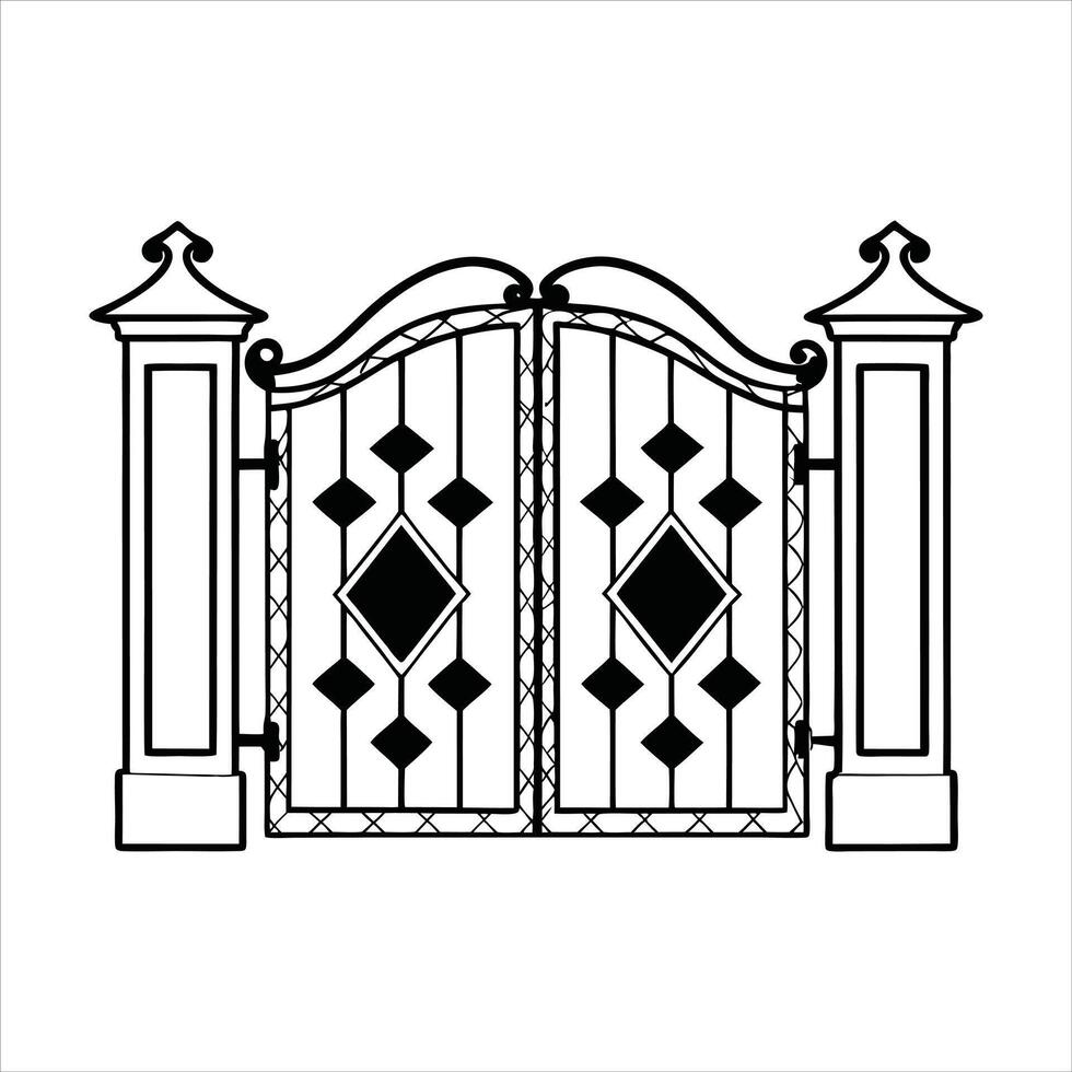 Decorative Iron Gate and Fence Artwork vector