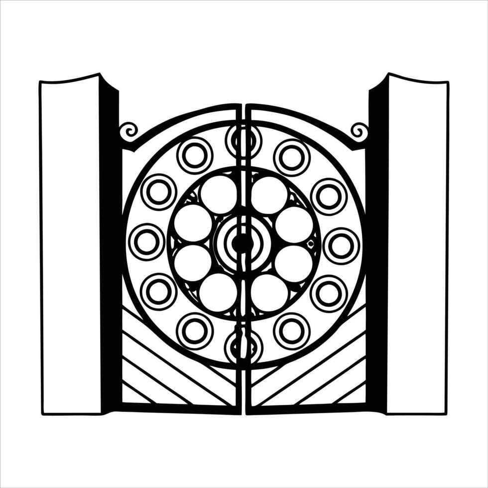 Minimalist Iron Door and Fence Gate Clipart vector