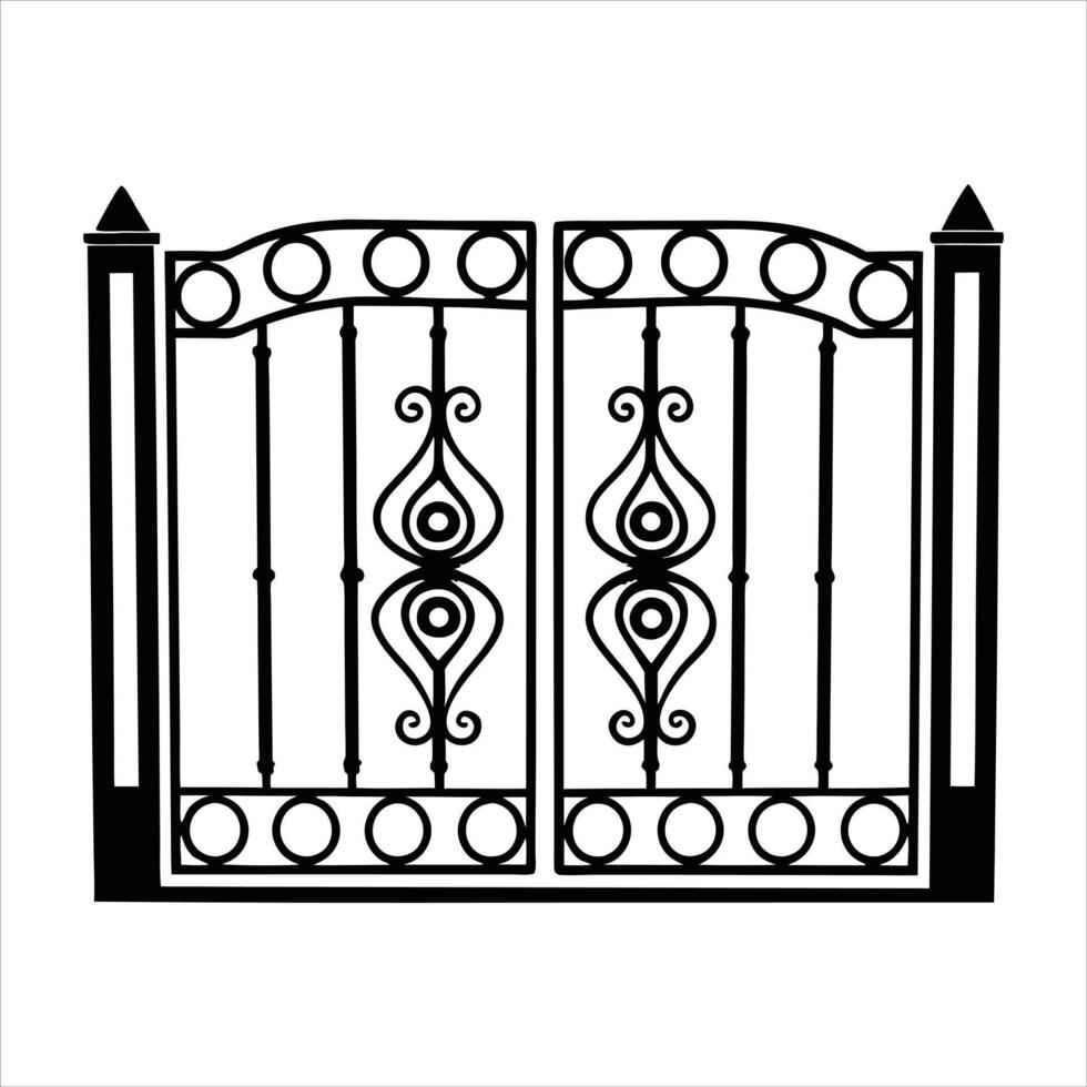 Beautiful Iron Fence Gate and Door Artwork vector