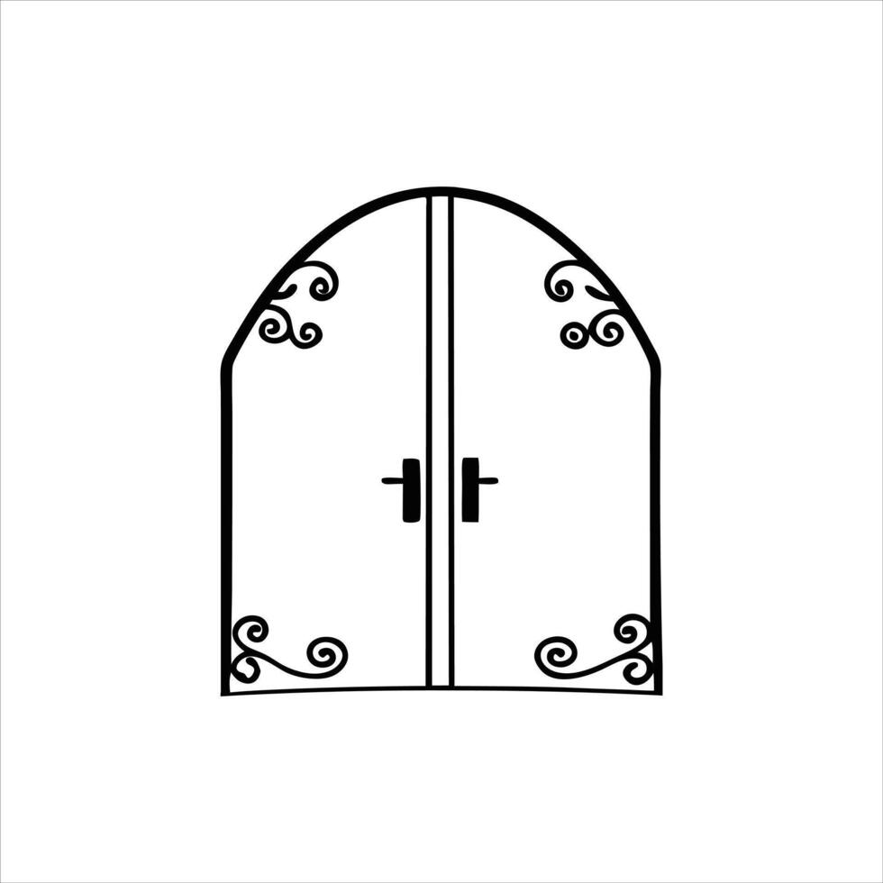 Detailed Iron Fence Gate and Door Artwork vector