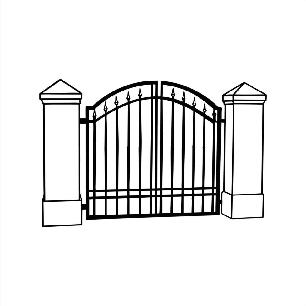 Artistic Fence Gate and Iron Door Design vector