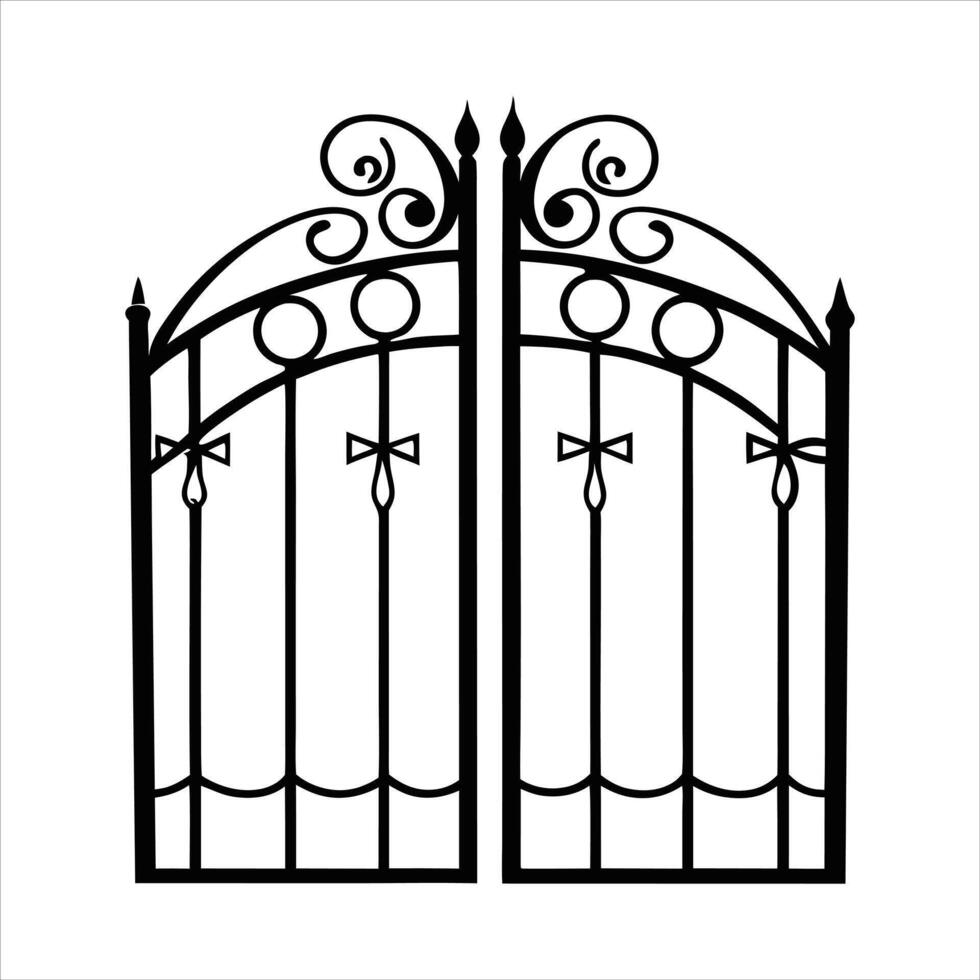Timeless Iron Door and Fence Gate Illustration vector
