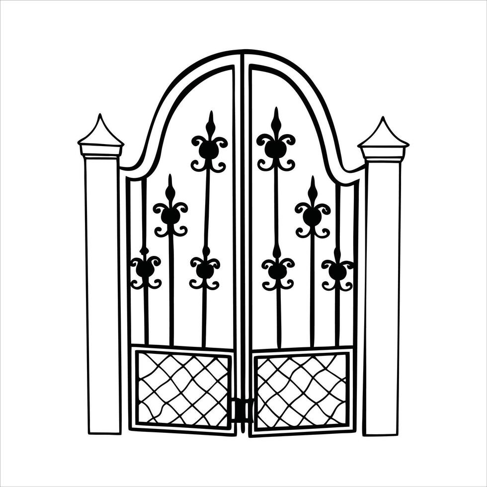 Intricate Iron Door and Fence Gate Art vector