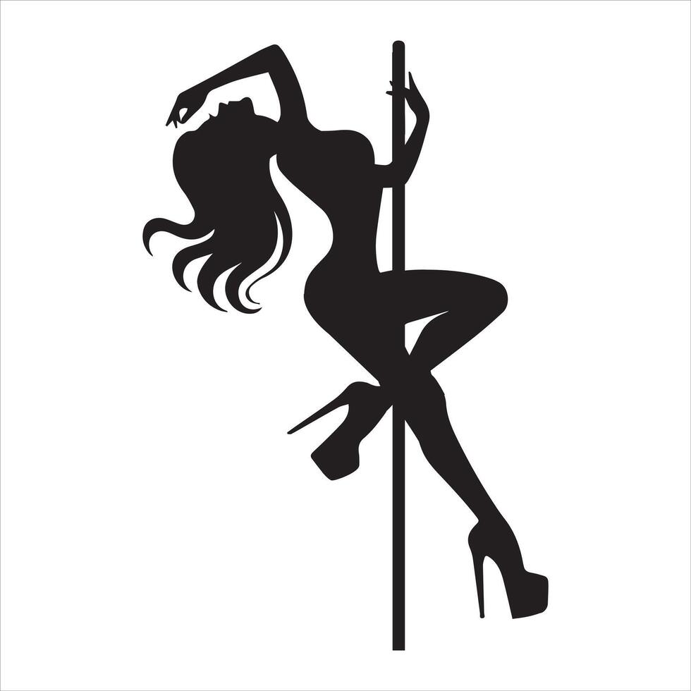Dynamic Pole Dancer Silhouette Illustration vector