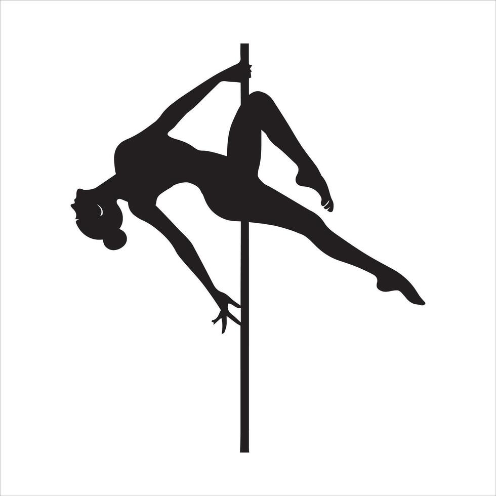 Artistic Pole Dancer Silhouette Sketch vector