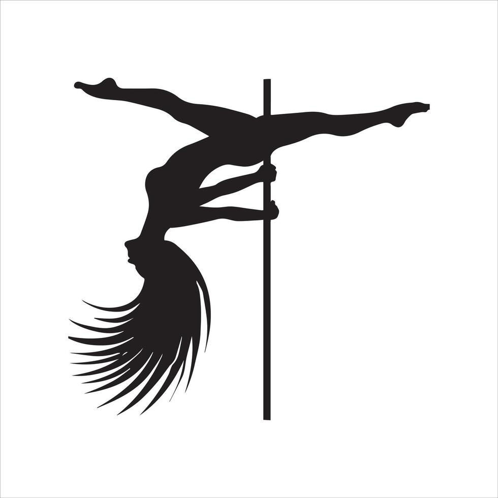 Dramatic Pole Dancer Silhouette Art vector