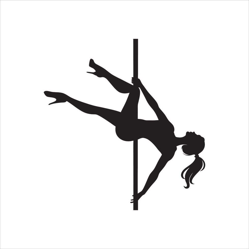 Silhouette of a Pole Dancer in Action vector