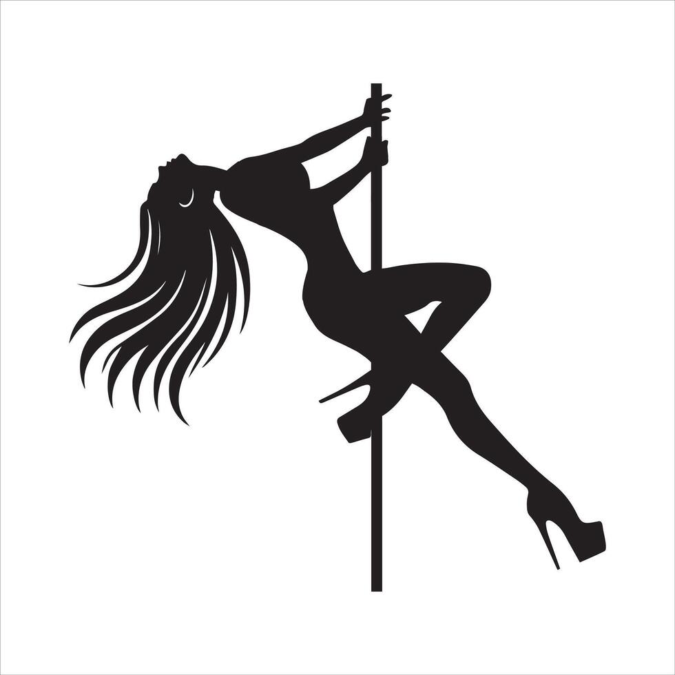 Stylish Pole Dance Silhouette Art vector